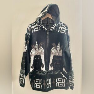 Artesanias Ramos Ecuador Hooded Sweater 100% Wool Tribal